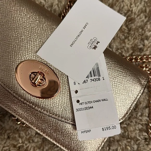 Coach Metallic Leather Chain Wallet - Picture 6 of 9